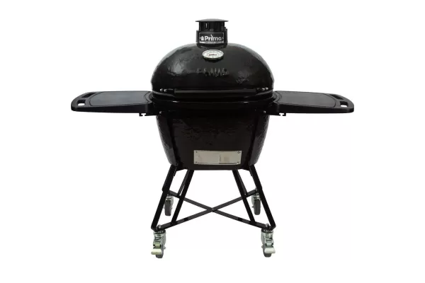 Primo All-In-One Oval Large Ceramic Grill with Cradle & Side Shelves