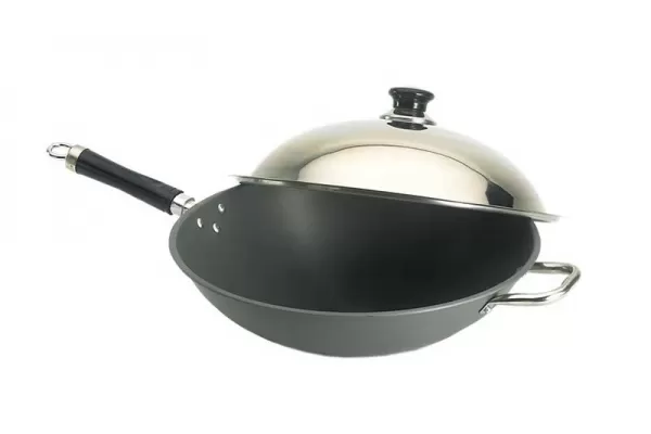 Fire Magic Wok 15-inch Hard Anodized with Stainless Steel Cover